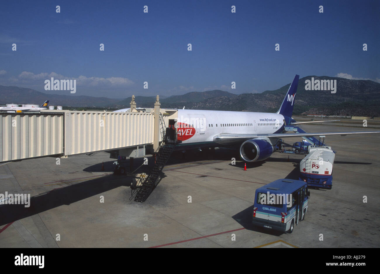 Plane boarding Dalaman airport Turkey Stock Photo Alamy