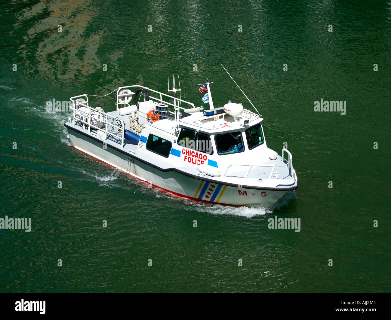 Chicago River Police Boat Stock Photo