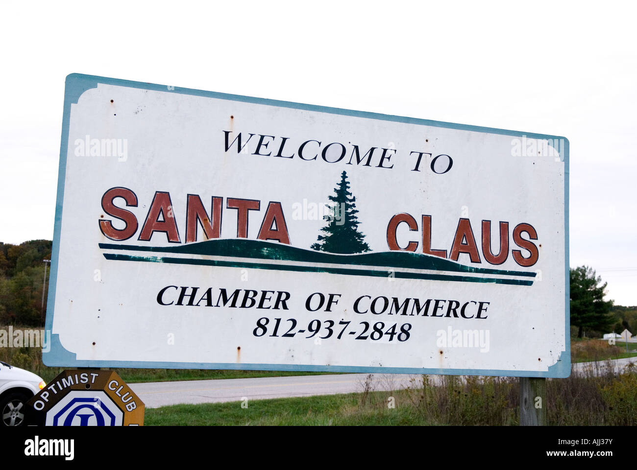 Welcome to Santa Claus sign Indiana USA Stock Photo