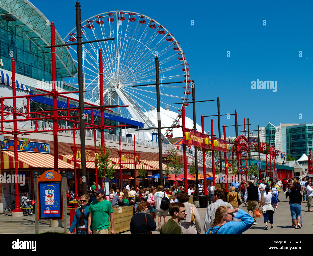 Chicago, Navy Pier Fun Fair Broadwalk Stock Photo