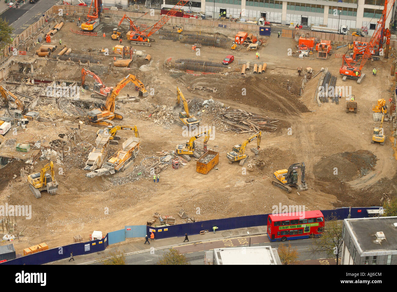 London city large building construction site at One 1 New Change near Cheapside November 2007 Stock Photo