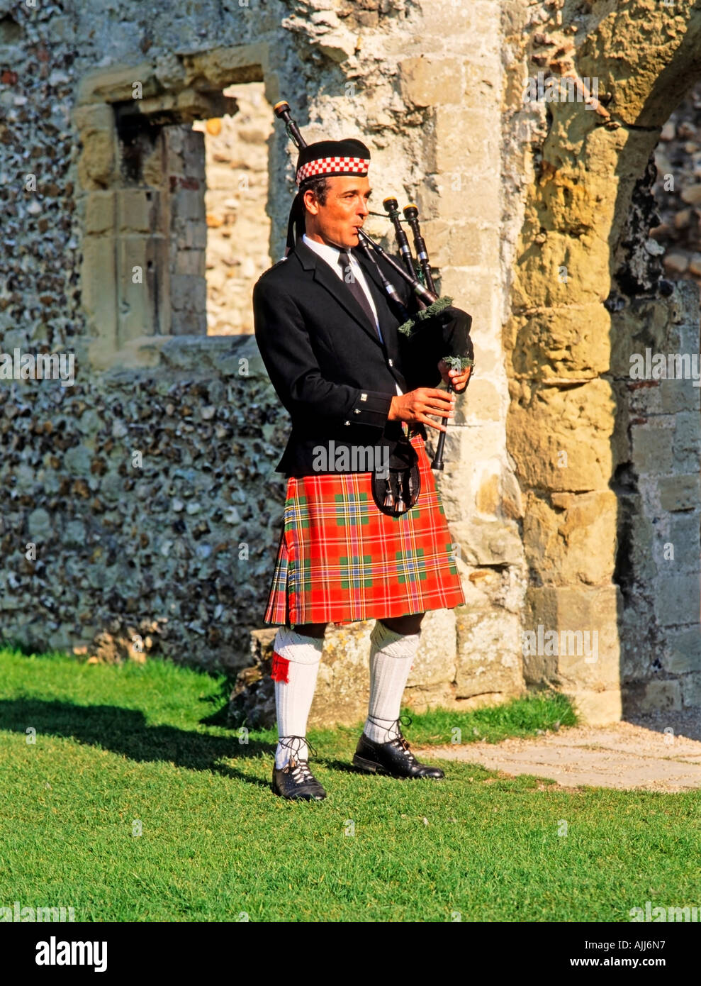 Pipers, Piper On Bagpipes Stock Photo