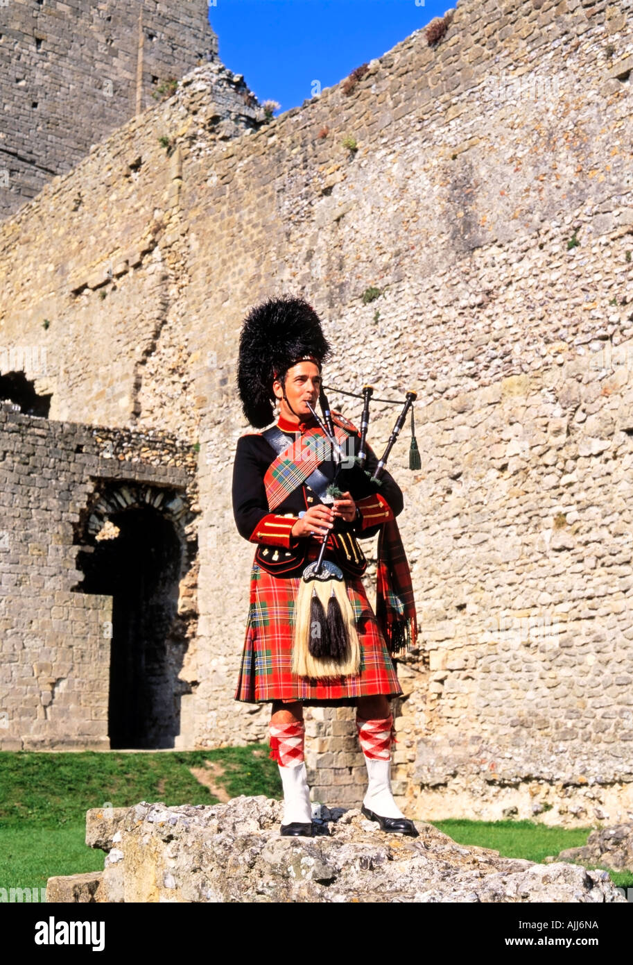 Pipers, Piper On Bagpipes Stock Photo