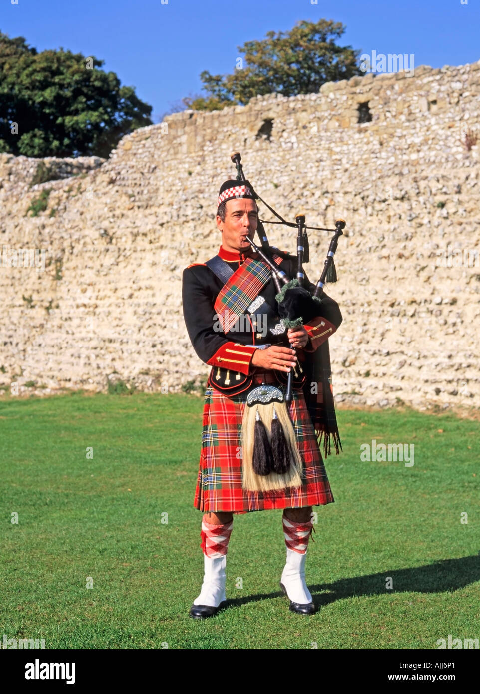 Piper With Bagpipes Stock Photo Alamy