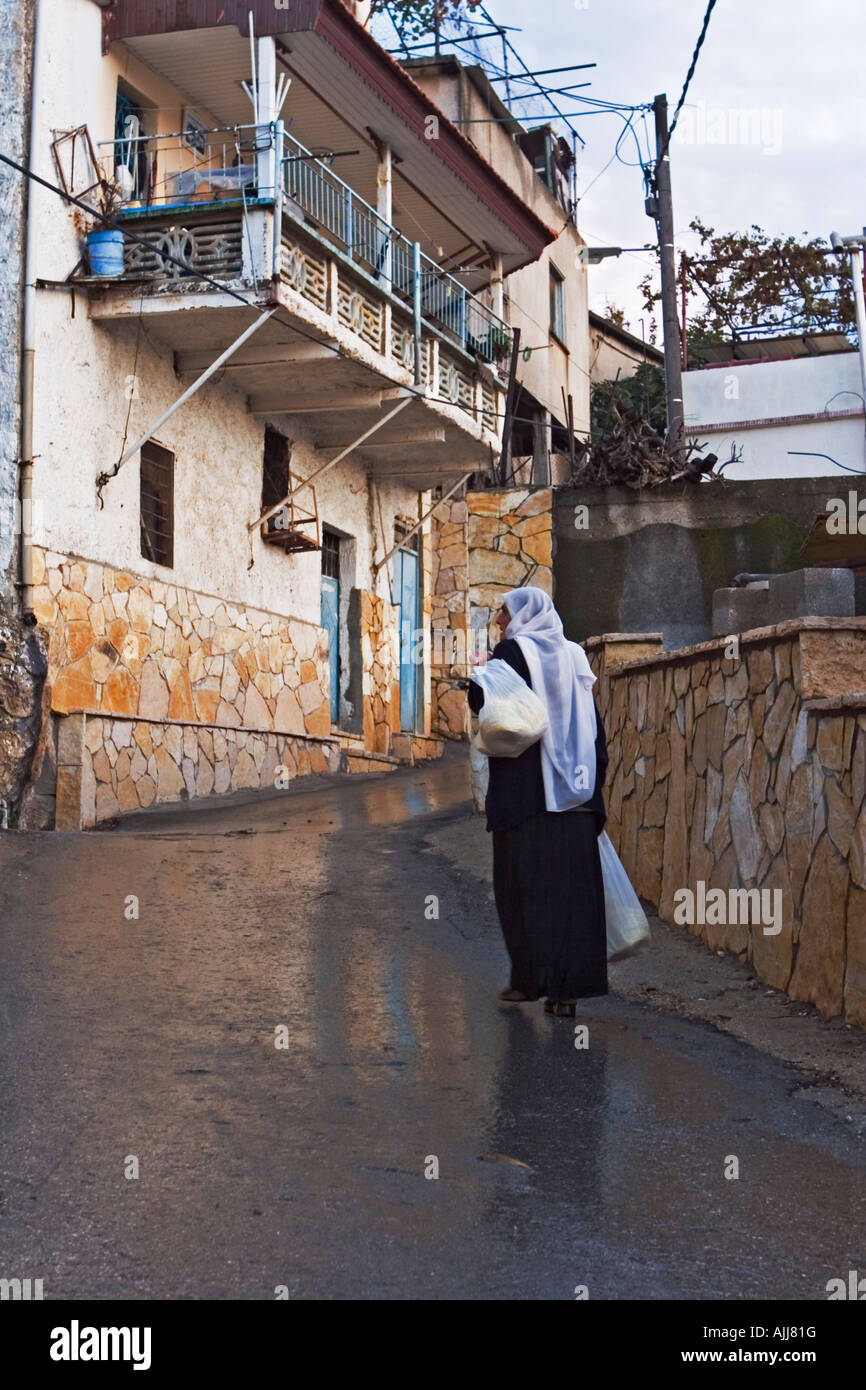 Israel Upper Galilee The Druze village of Peki in Druze woman in traditional dress Stock Photo