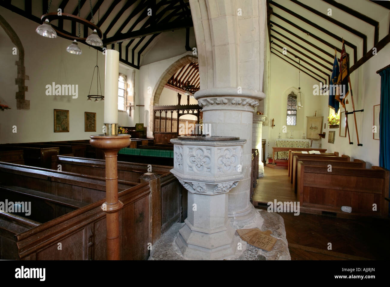 Interior of St John the Evangelist church, Bury, West Sussex Stock Photo