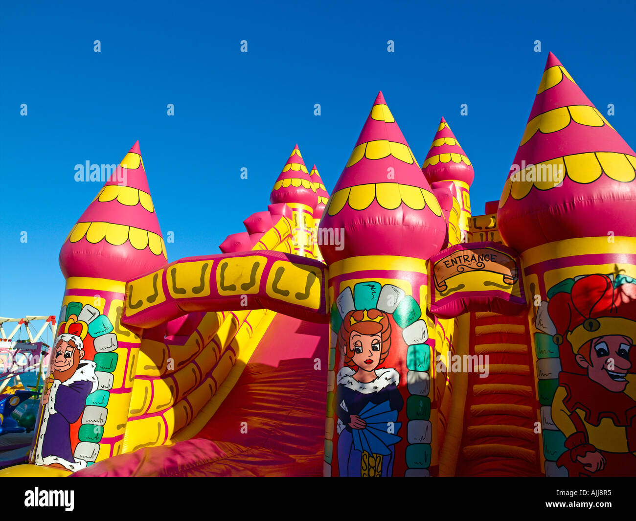 Bognor Regis Beach Bouncy Childrens Slide Stock Photo Alamy