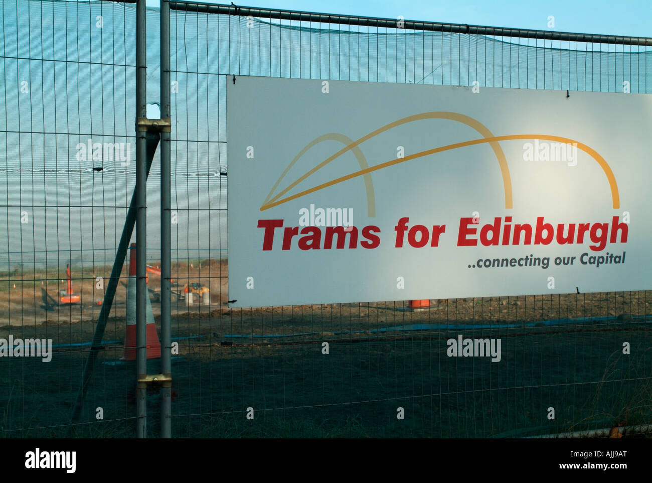 The start of the tram works in Edinburgh Stock Photo