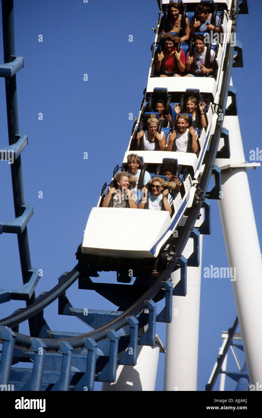 RIDING THE CORKSCREW ROLLERCOASTER AT VALLEYFAIR AMUSEMENT PARK IN