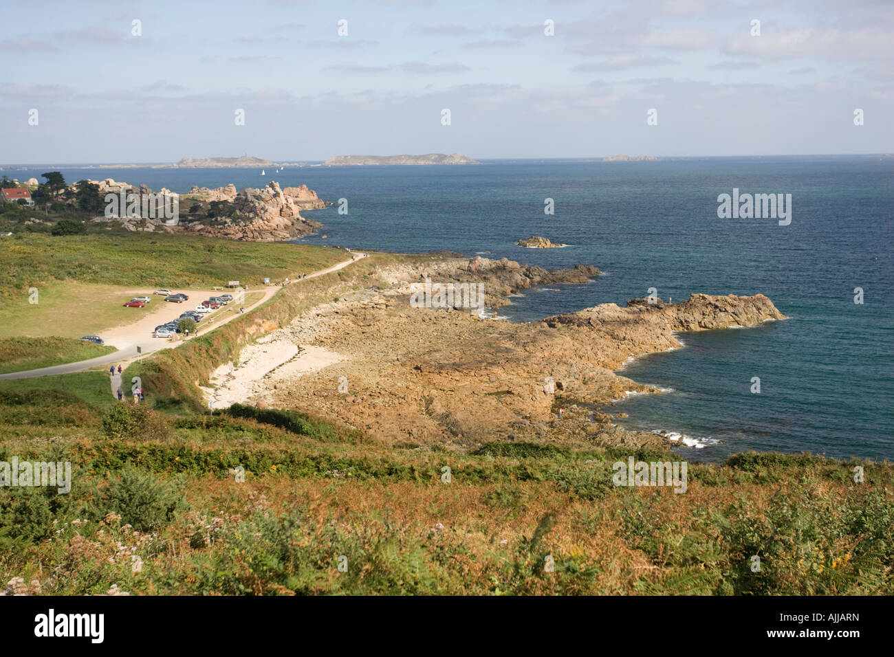 Pink Rocks France Pink granite rocks Ploumanach Cote de Granit Rose Brittany France Stock ...