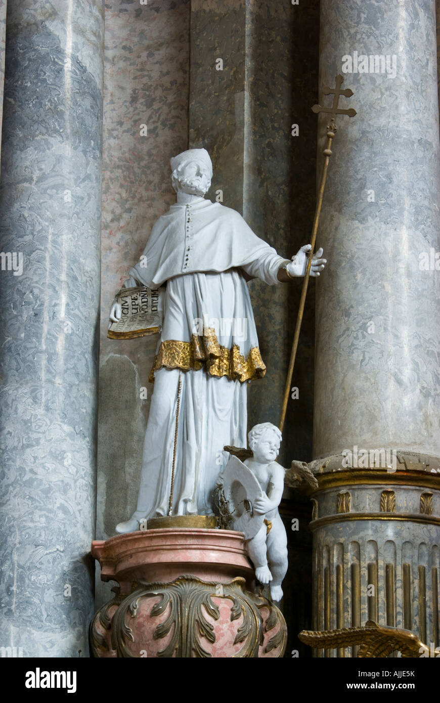 statue of St. Augustine, former Minorite Church, Eger, Hungary Stock Photo