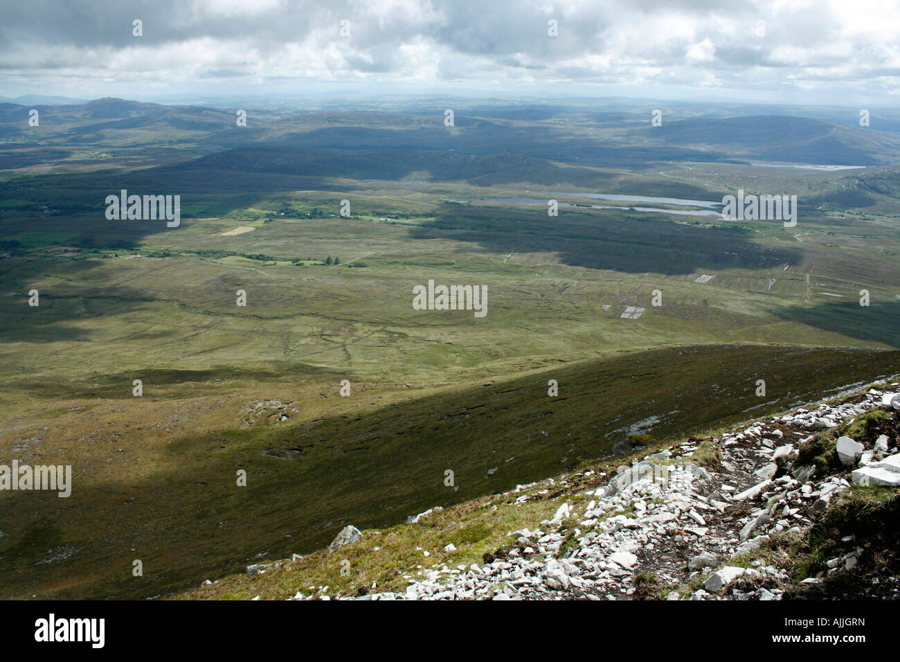 rural aerial view from 'Table Top' mountain aka Muckish, Donegal, Magherablad, near Dunfanaghy