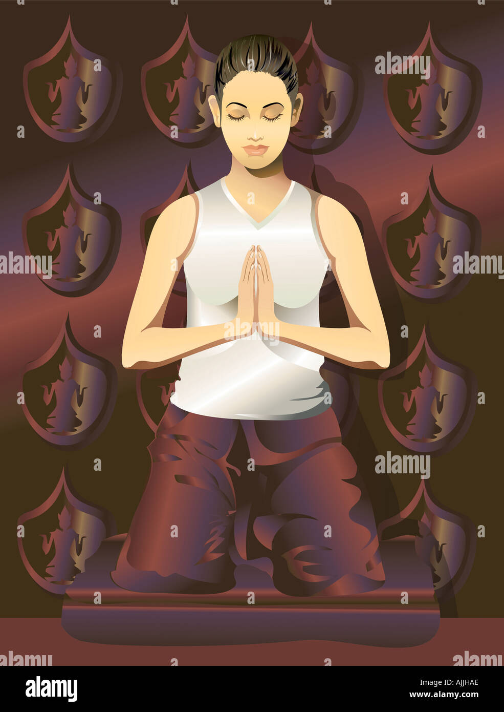 Woman kneeling hands up hi-res stock photography and images - Alamy