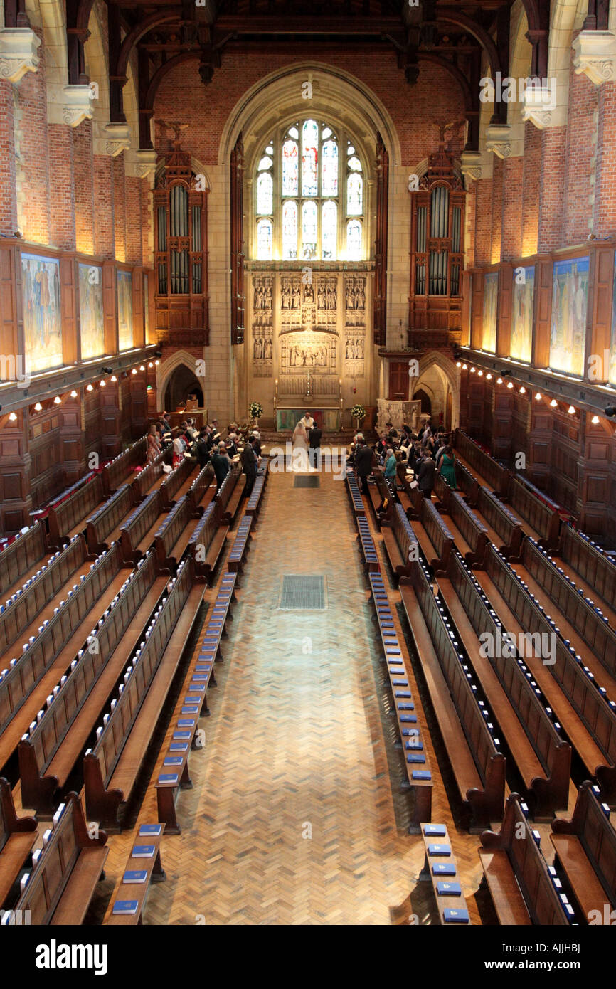 wedding ceremony in chapel in Christ's Hospital, West Sussex Stock Photo