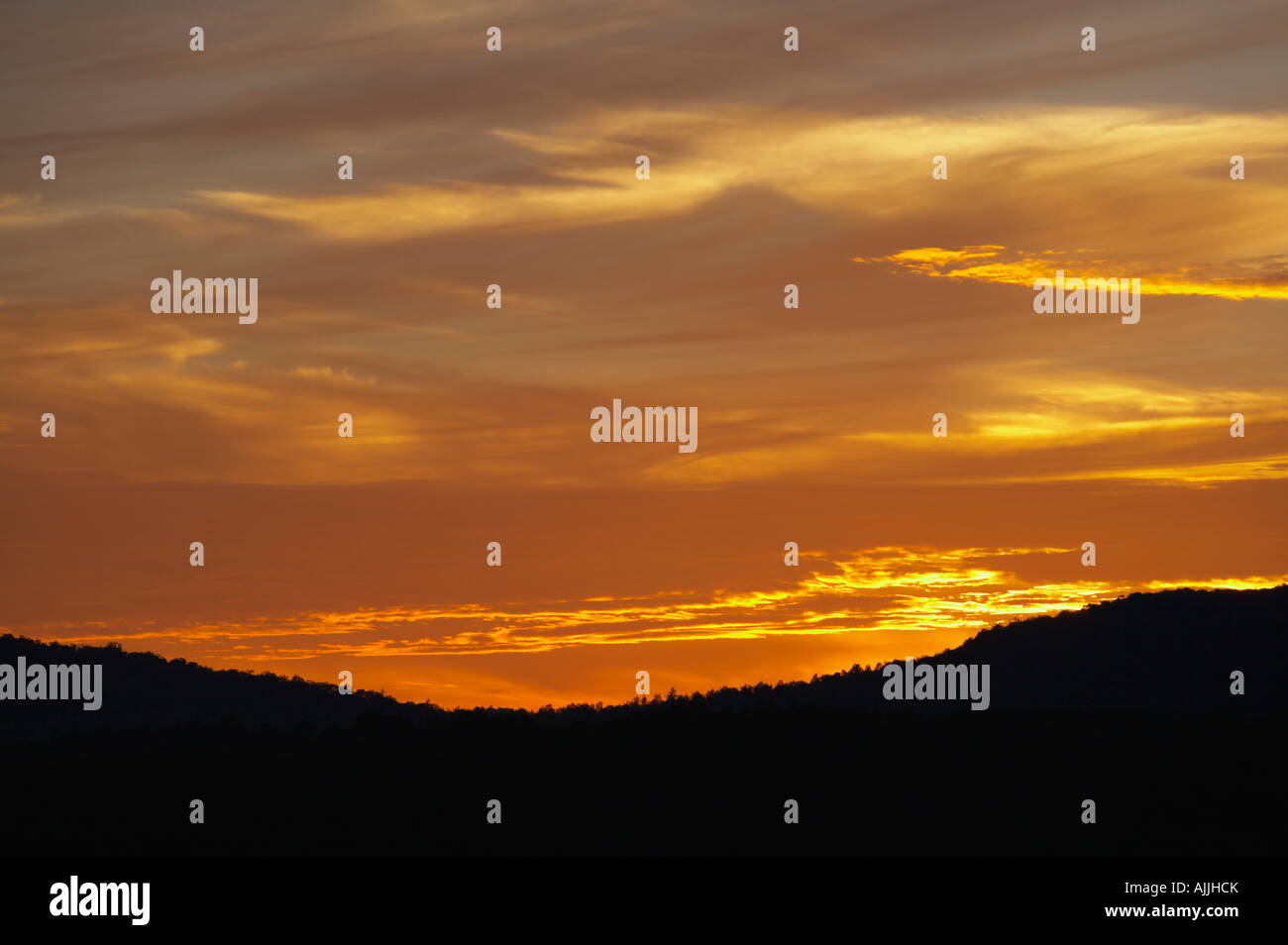 Sunset over Adirondack Mountains near Lake Placid New York United States Stock Photo