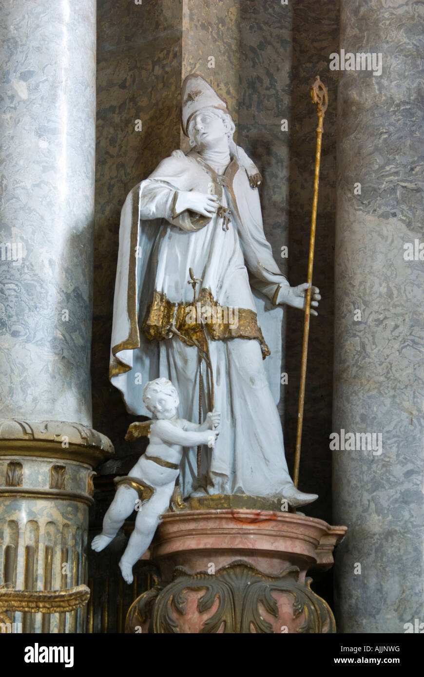 statue of St. Augustine, former Minorite Church, Eger, Hungary Stock Photo
