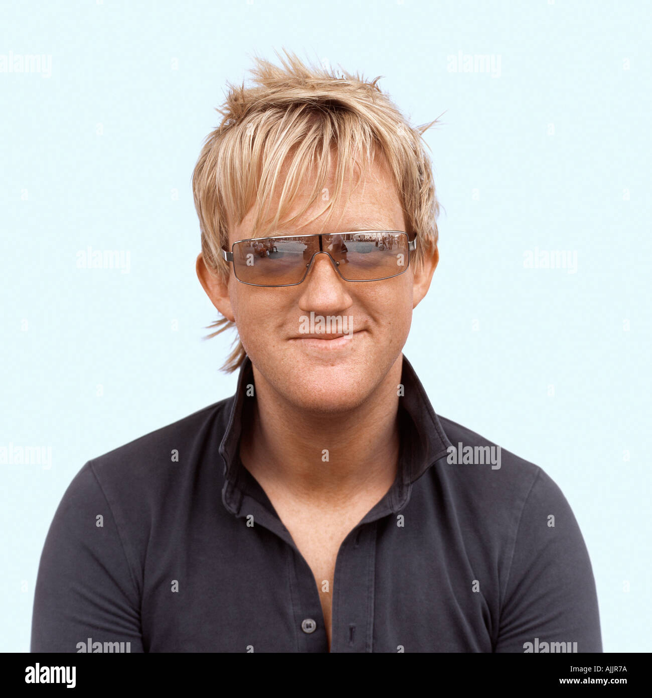 Male wearing sunglasses top of head hi-res stock photography and images ...