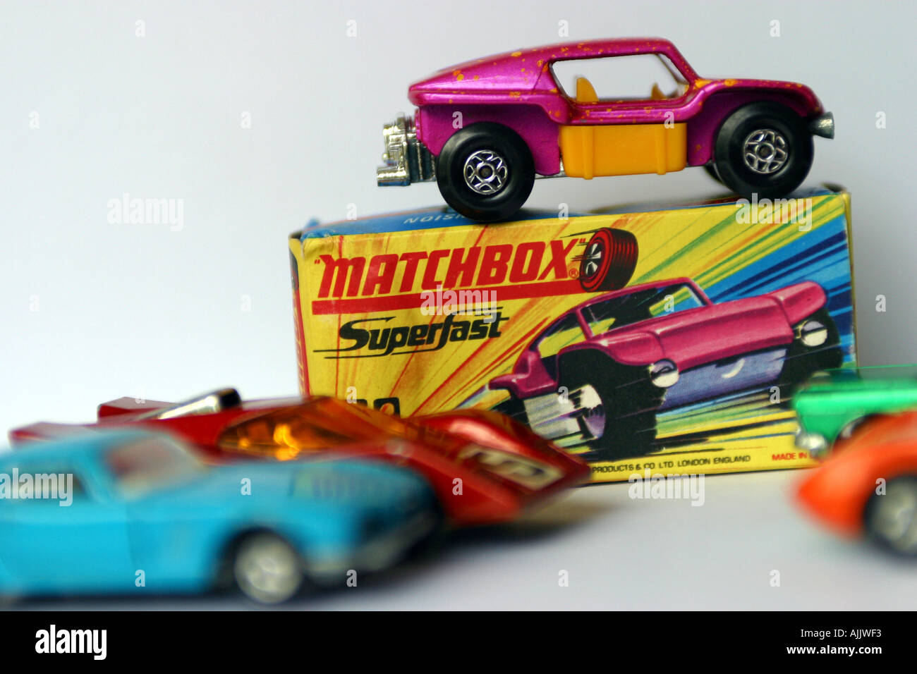 matchbox toy car with original packaging Stock Photo