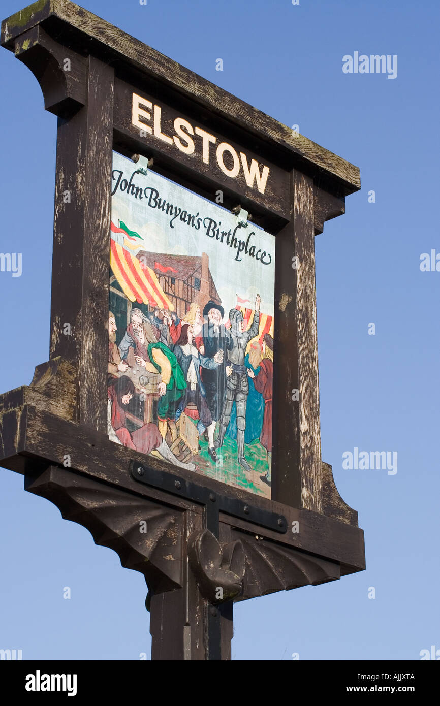 Village sign in Elstow, Bedford. UK Stock Photo Alamy