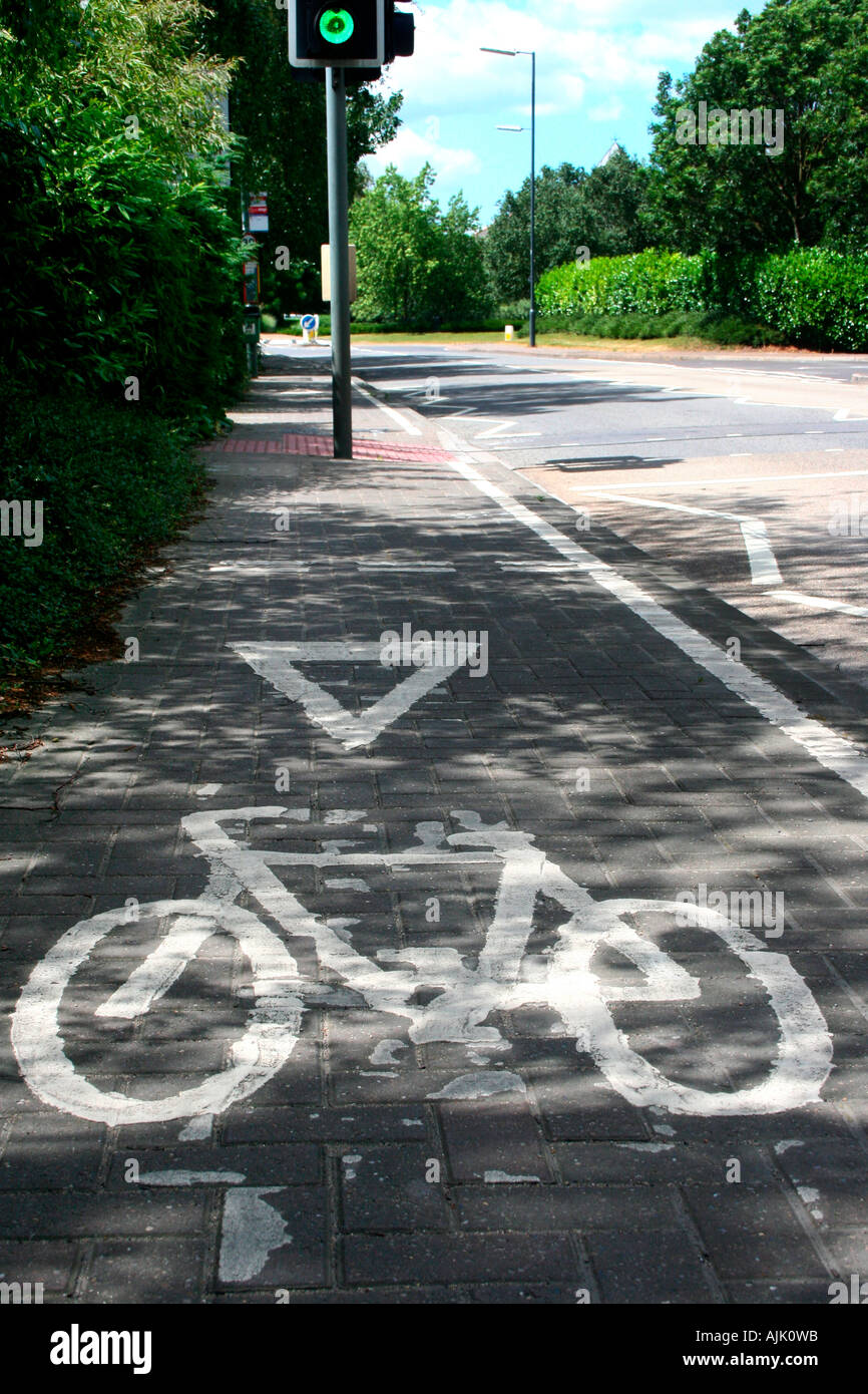 A dedicated bicycle lane at Milton park, oxforshire, England. Stock Photo