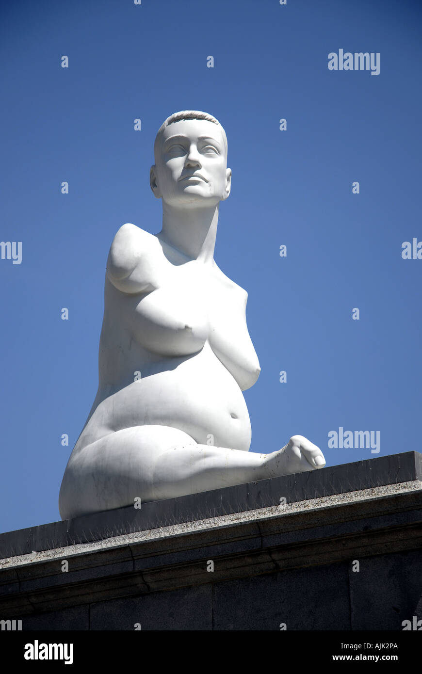 Statue by Marc Quinn of Alison Lapper Pregnant in Trafalgar Square London Stock Photo