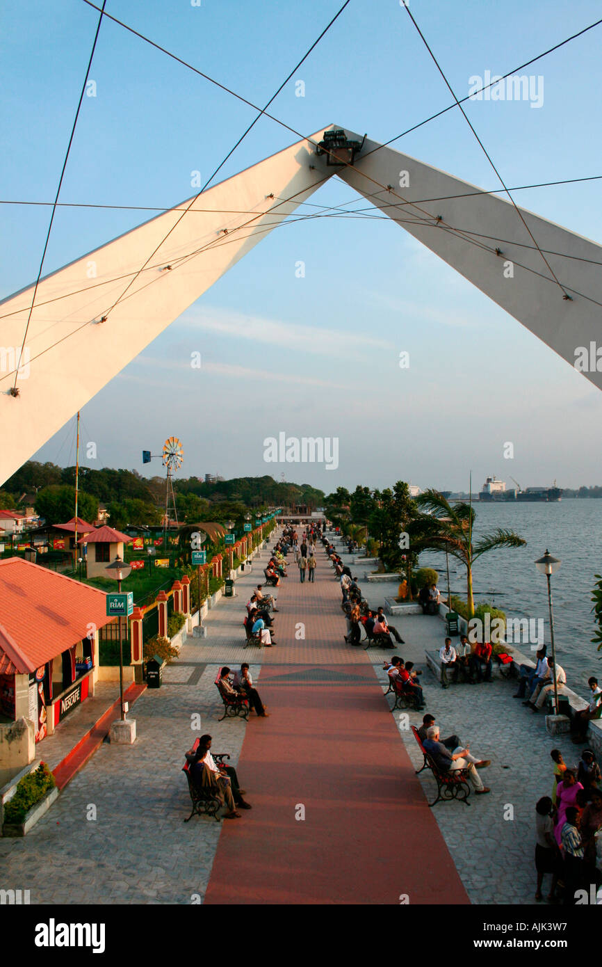 A distant view of the Marine Drive promenade in Cochin, Kerala Stock