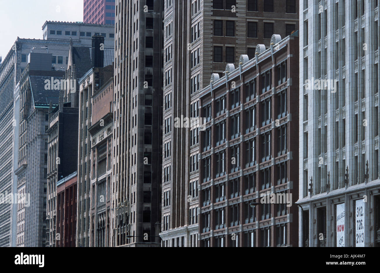 Buildings along Michigan Ave. in Chicago Stock Photo