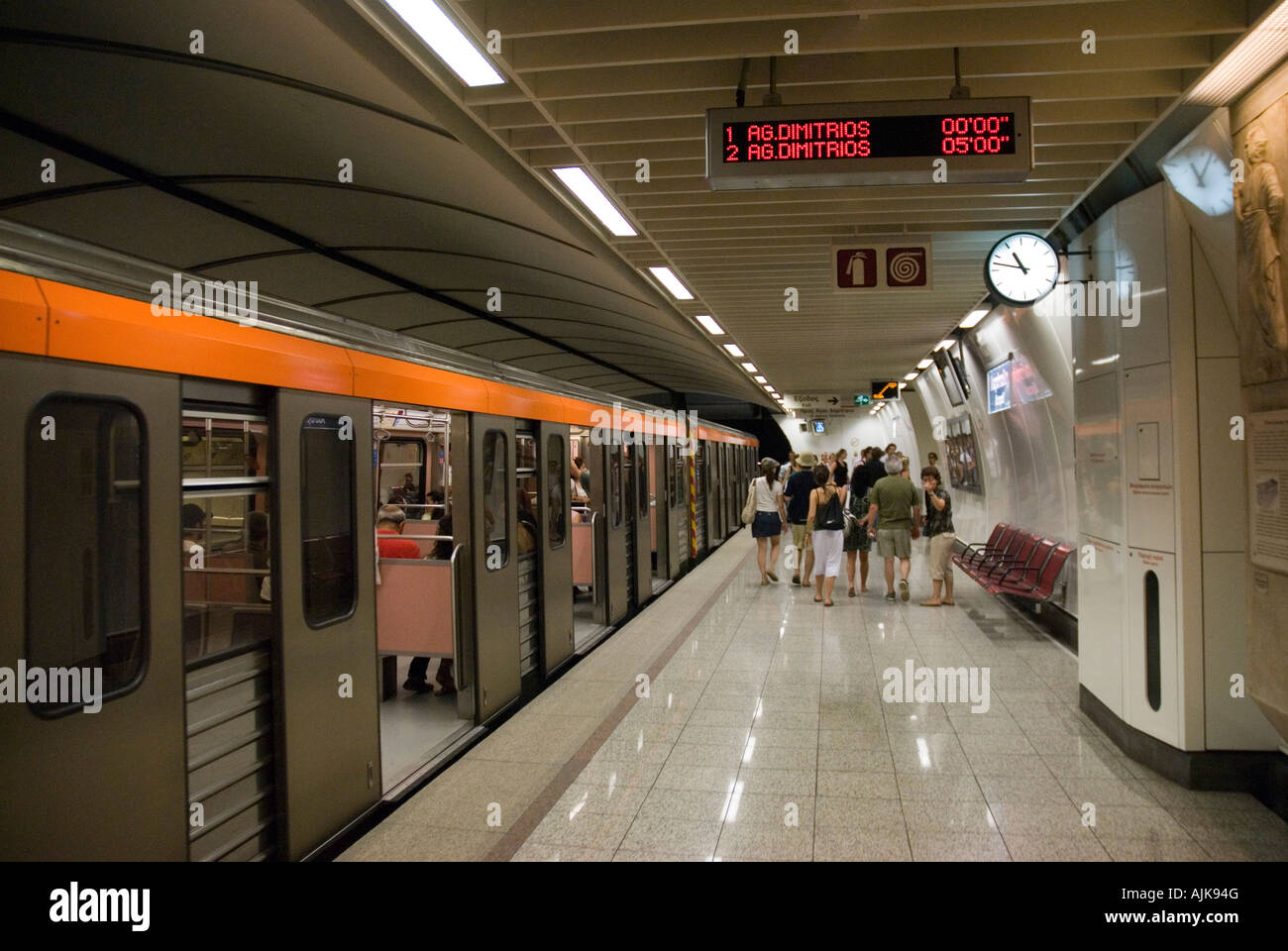 Train on the platform in the Athens underground metro system Greece Greek  Stock Photo - Alamy