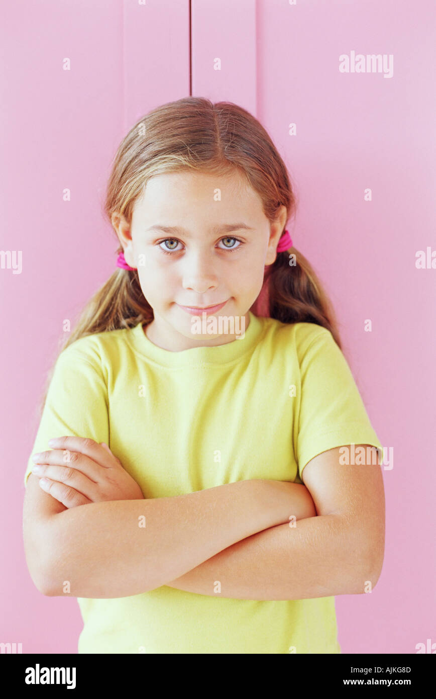 Girl in a yellow tshirt Stock Photo Alamy