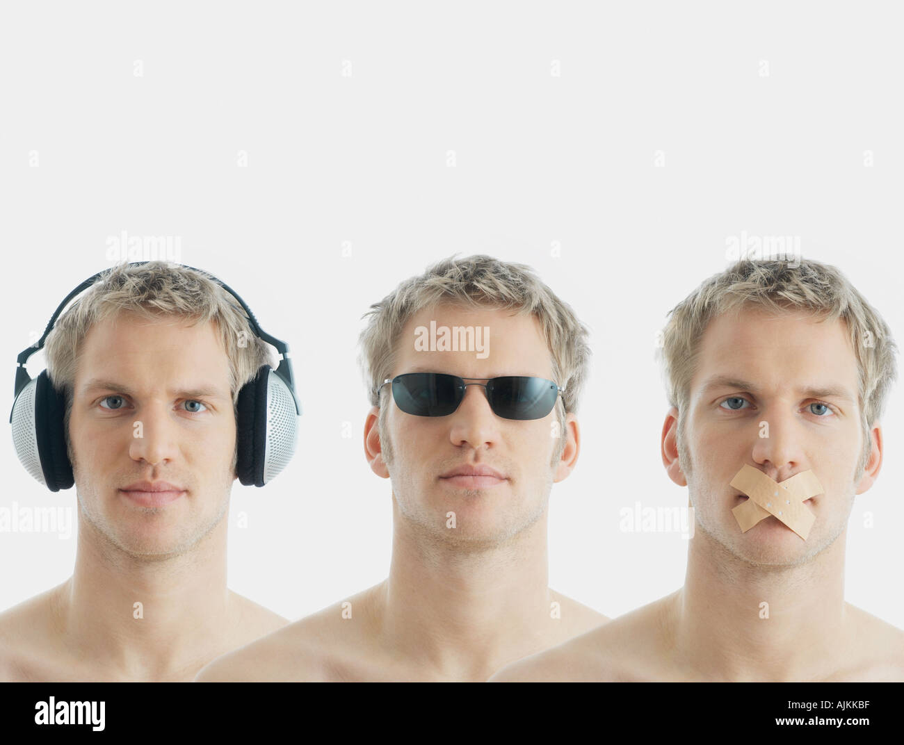 Hear no evil, see no evil, speak no evil Stock Photo