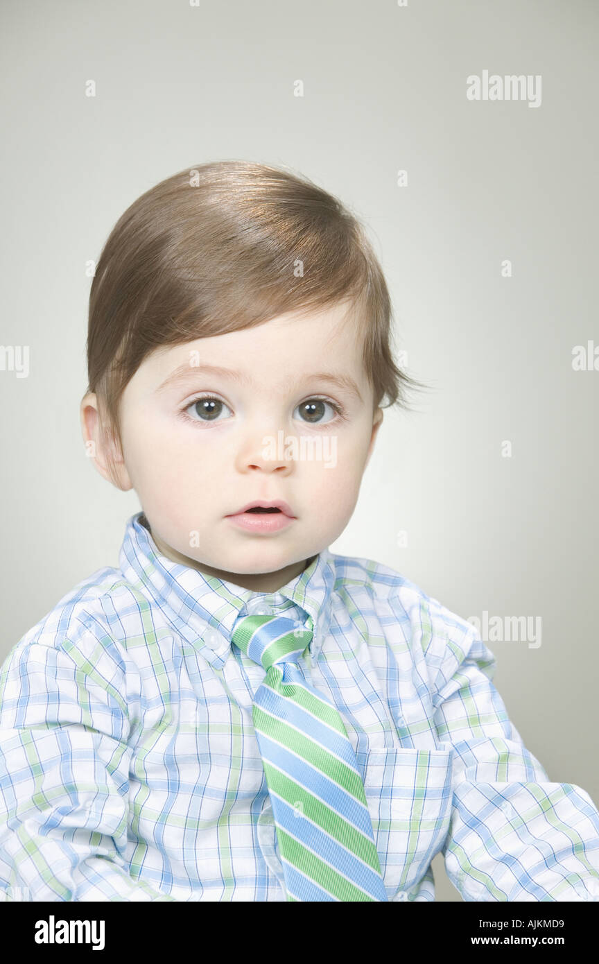 Baby wearing a shirt and necktie Stock Photo Alamy