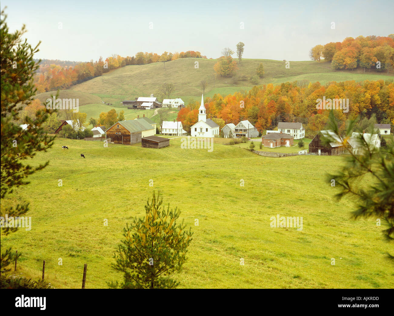 village of East Corinth in Vermont USA during fall foliage season Stock