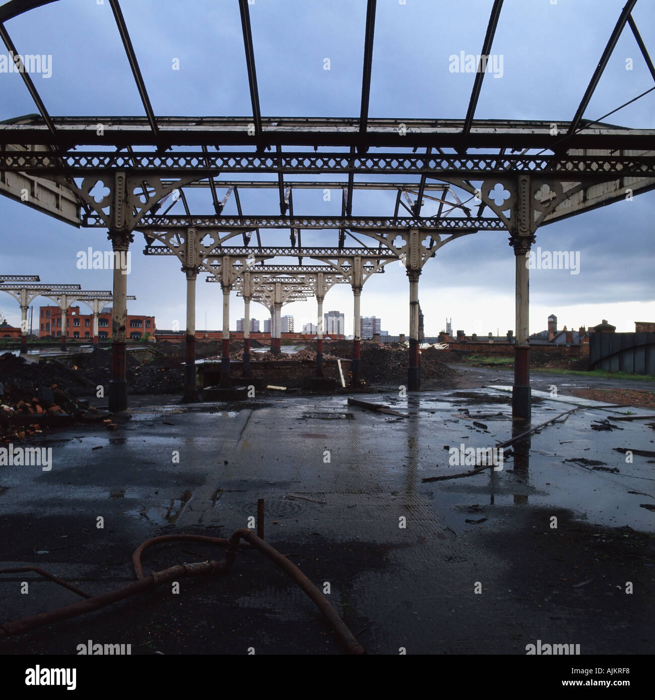 A derelict railway station Stock Photo