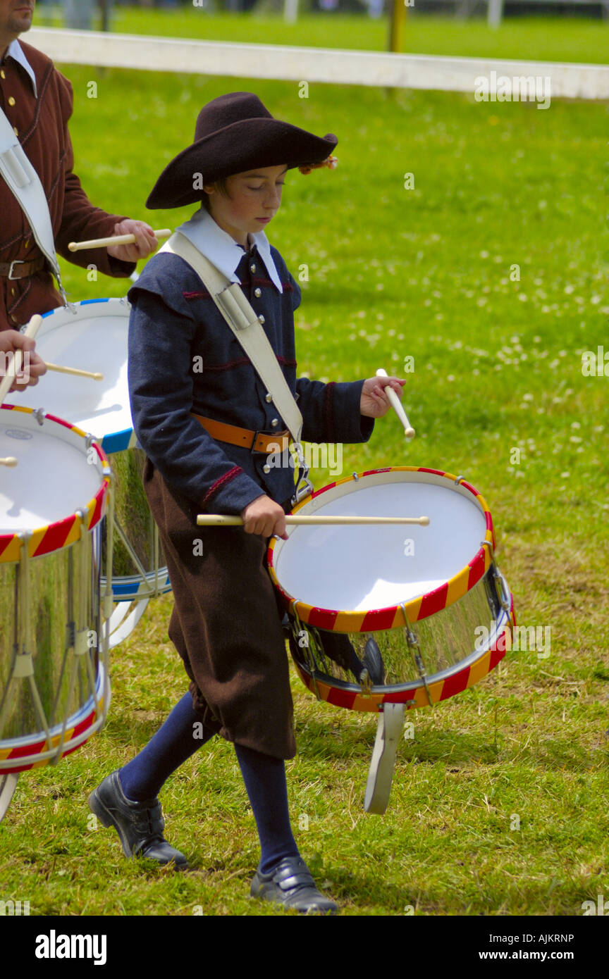 Young Swiss drummer boy Stock Photo