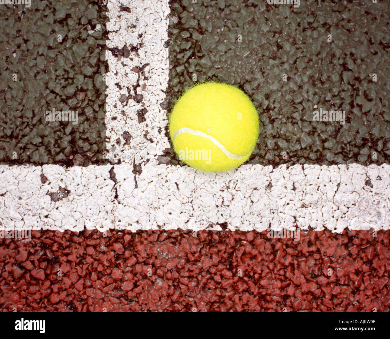 Tennis ball on line Stock Photo