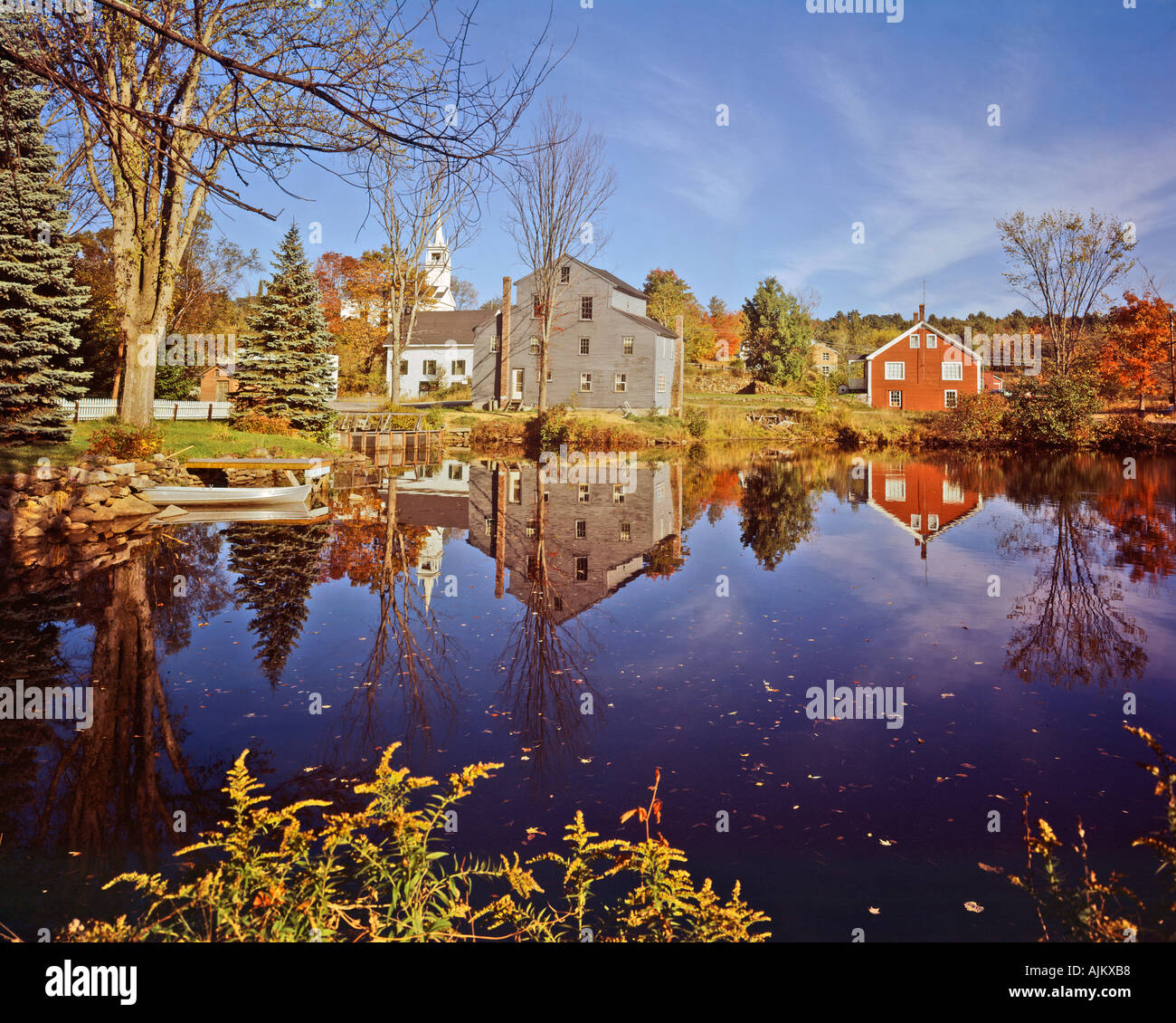 village of Marlow in New Hampshire during fall foliage season Stock