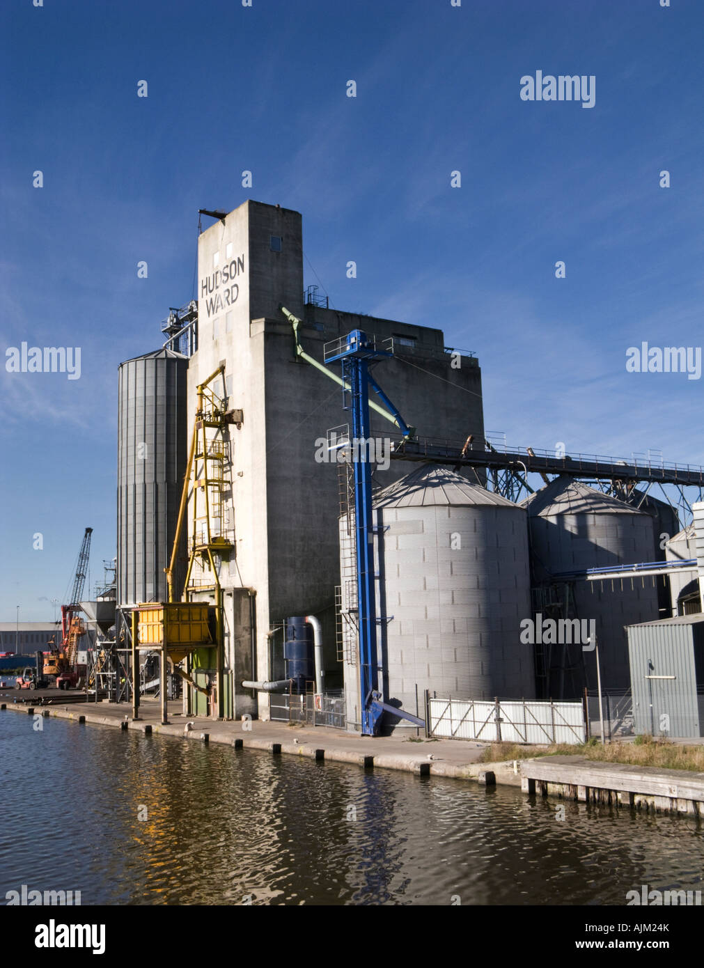 Grain silos at the docks in Goole, East Yorkshire, UK Stock Photo
