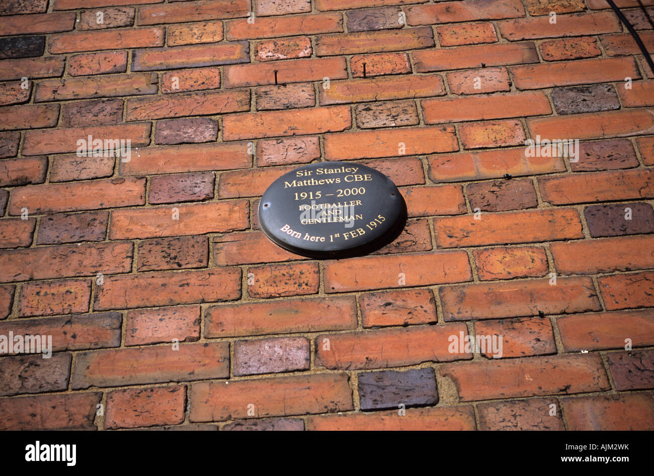 Stanley Matthews Birthplace Plaque Stoke-on-Trent Stock Photo