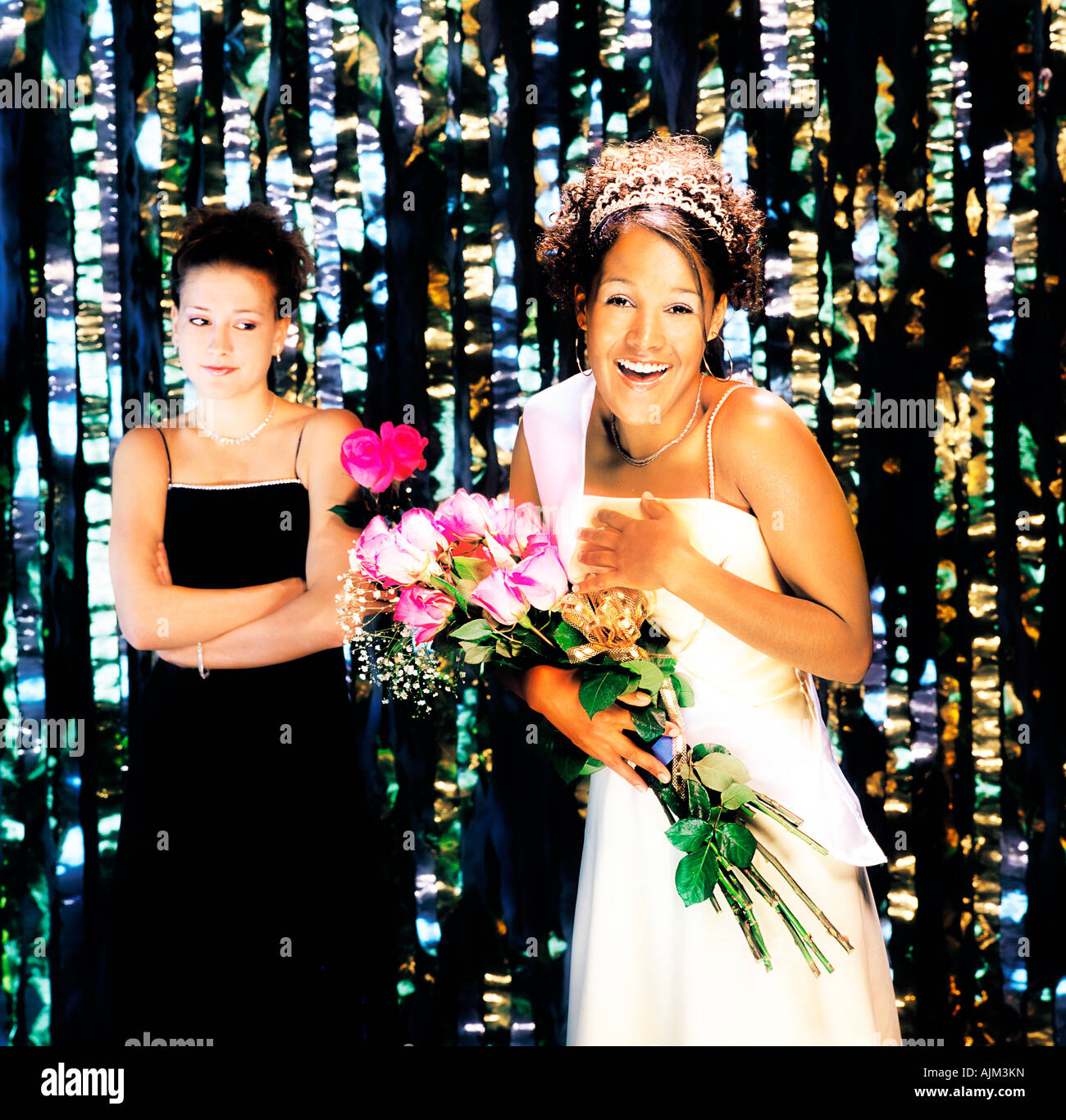 Prom queen and jealous runner up Stock Photo - Alamy