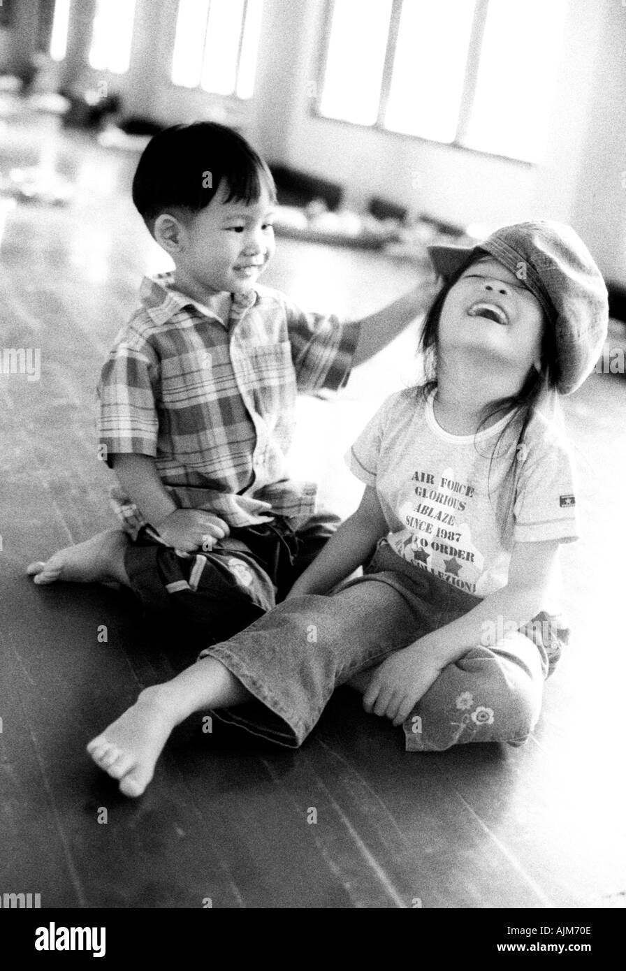 Asian and white couple children Black and White Stock Photos & Images ...