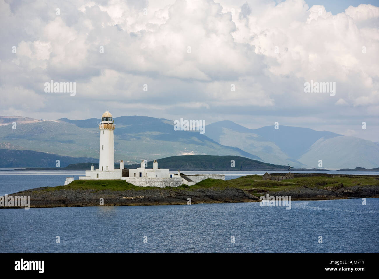 Lismore lighthouse situated on Eilean Musdile in the Firth of Lorne at the entrance to Loch Linnhe Argyll and Bute Stock Photo