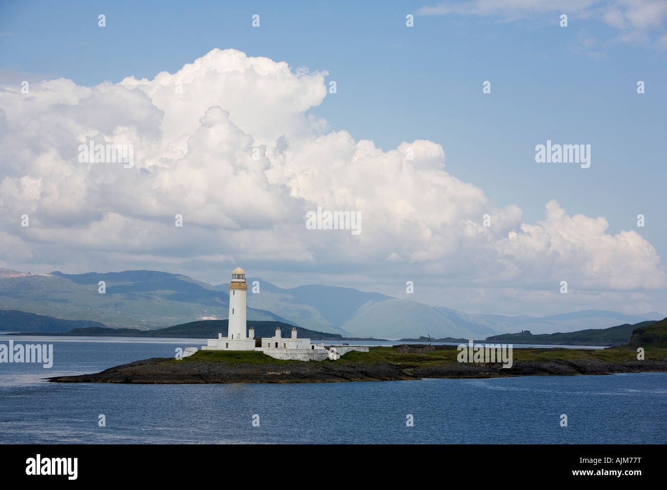 Lismore lighthouse situated on Eilean Musdile in the Firth of Lorne at the entrance to Loch Linnhe Argyll and Bute Scotland Stock Photo