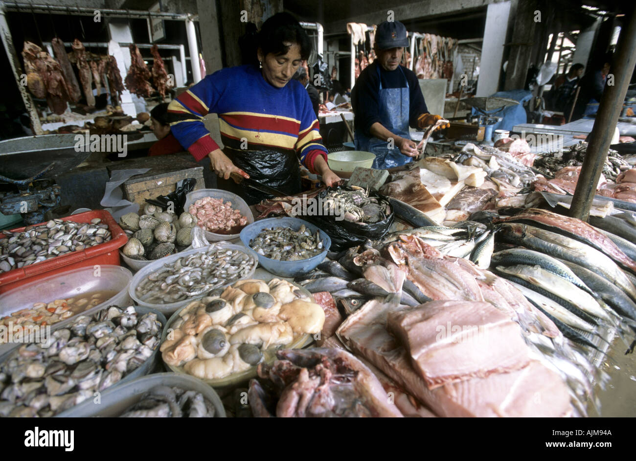 Peru Andes South America Latin America fish market Cajamarca Stock
