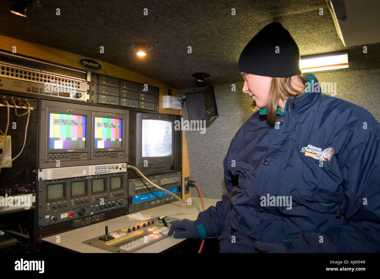 Iowa USA IA Sioux City A Channel 4 NBC news crew mobile control room