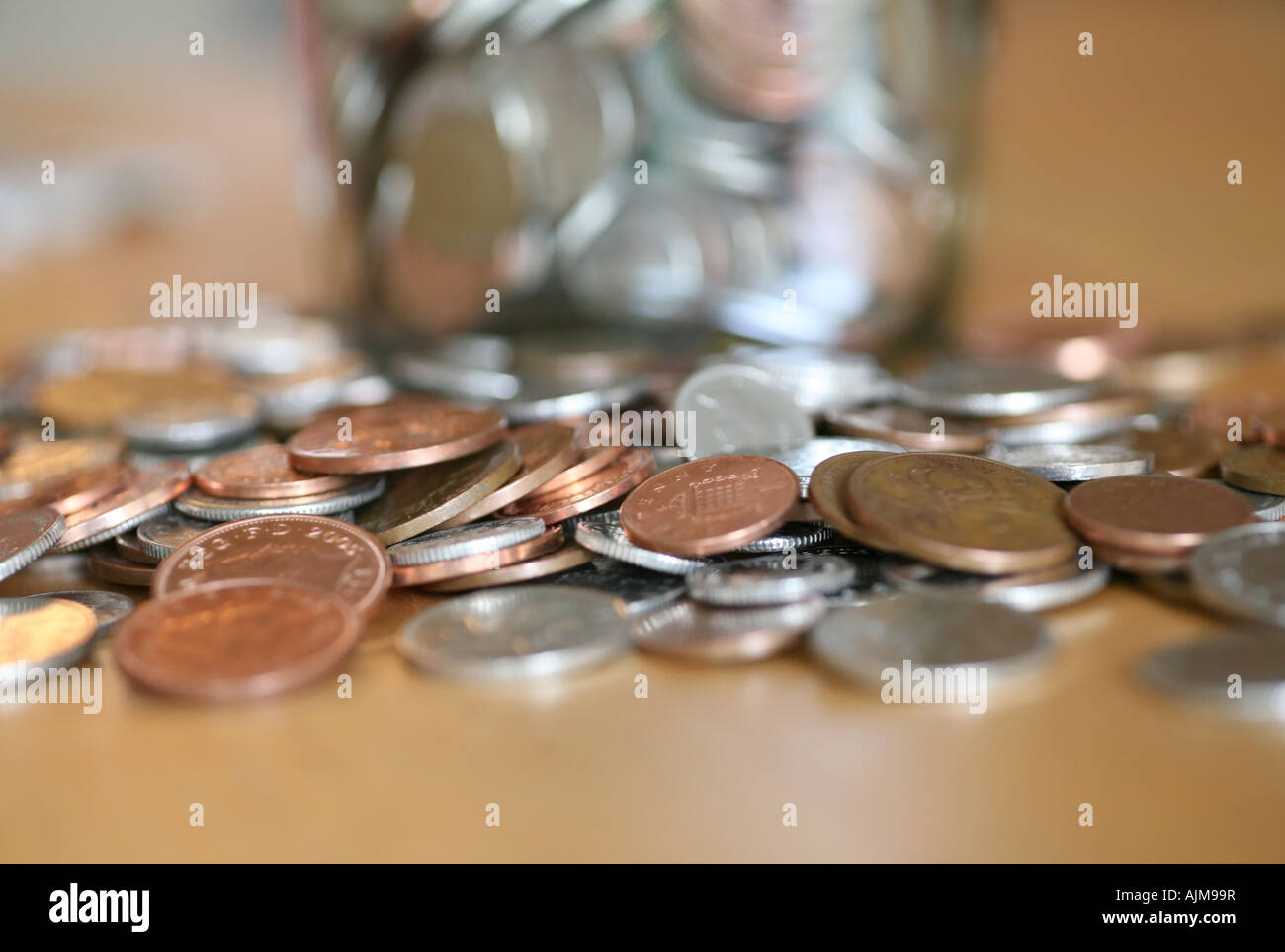 loose coins Stock Photo