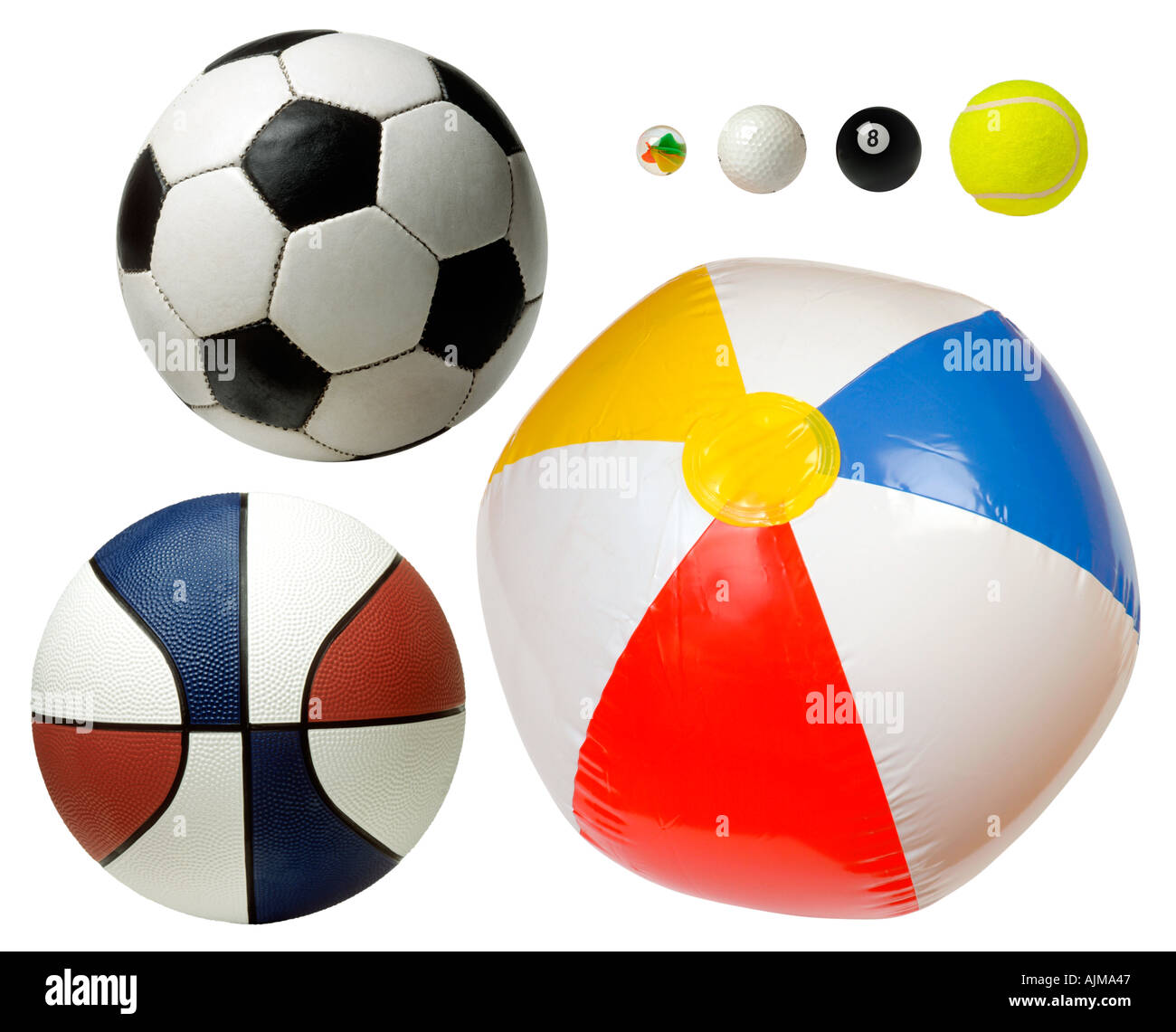 Different sized balls to represent the planets and solar system Stock Photo  - Alamy