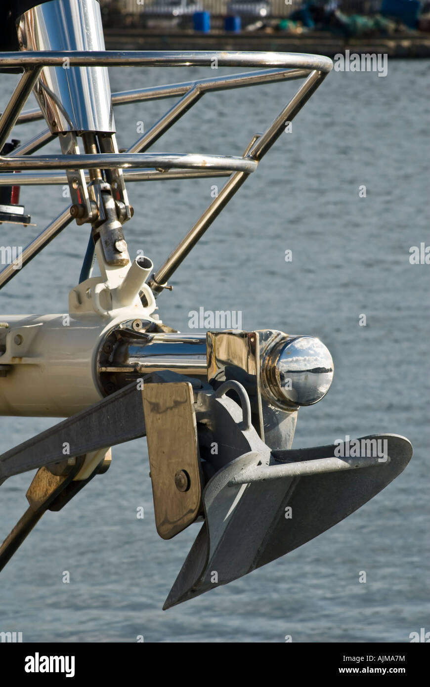 Anchor Sail rigging Yacht Stock Photo - Alamy