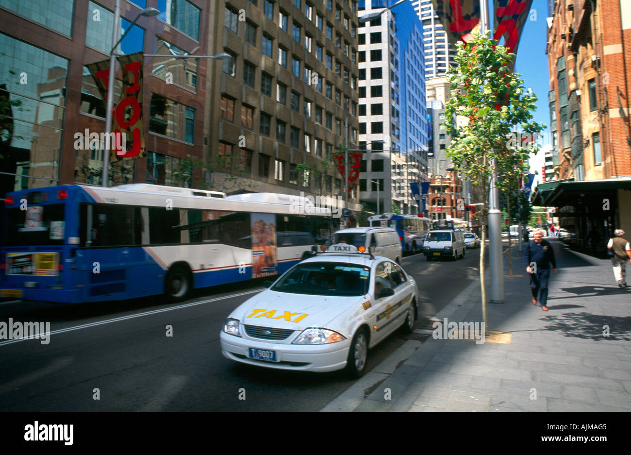 Sydney New South Wales Australia George Street & Taxi Stock Photo