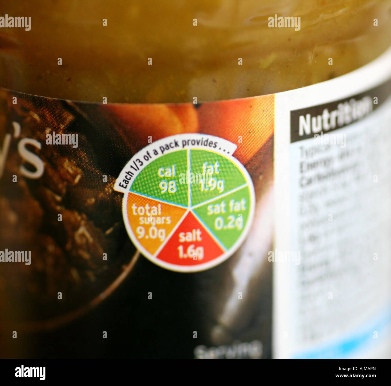 nutritional information label Stock Photo