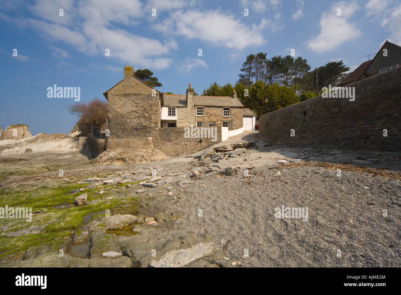 Guest house cottage on beach Lee Bay North Devon Stock Photo Alamy